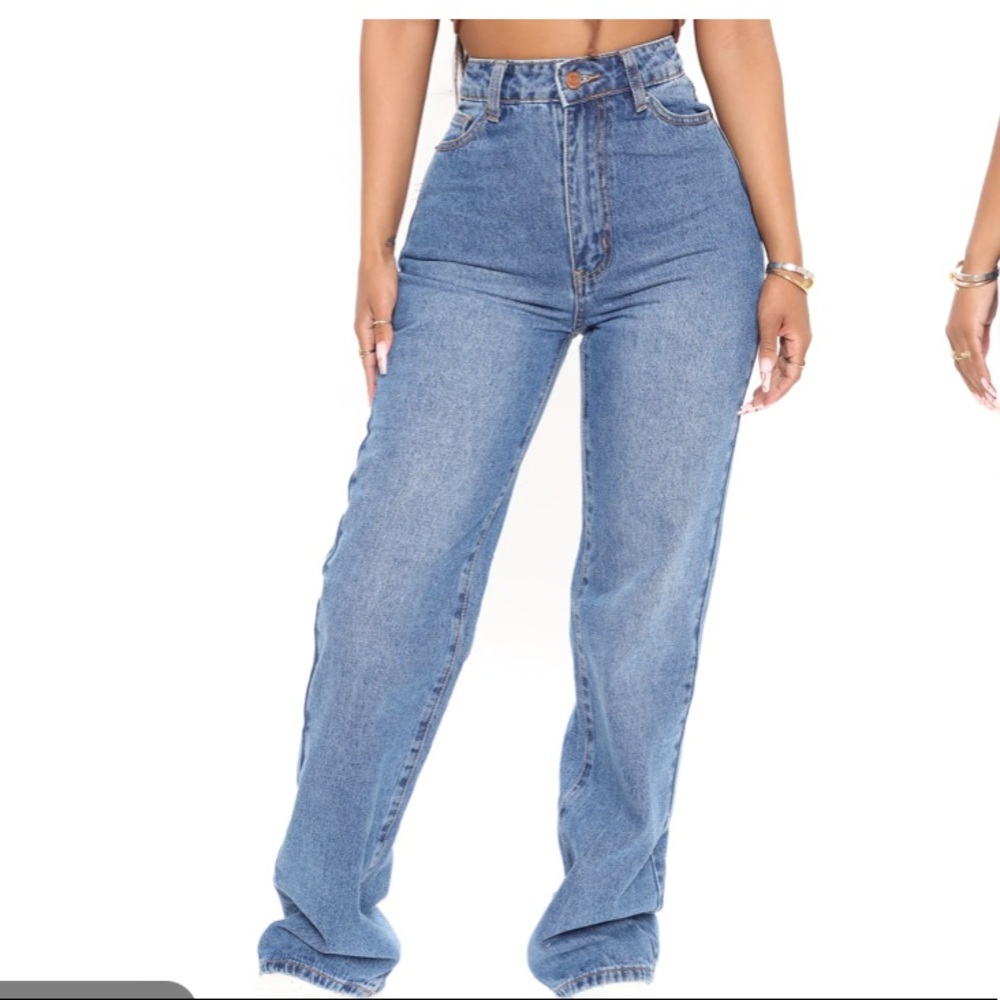 Straight Leg Jeans- Medium Blue Wash